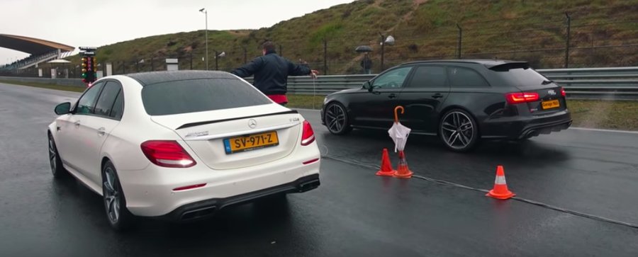 800-HP Mercedes E-Class Mops Up Competitors In Damp Drag Race