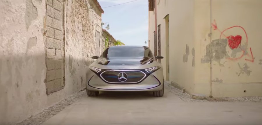 Mercedes shows us a working EQA electric car driving through Sicily