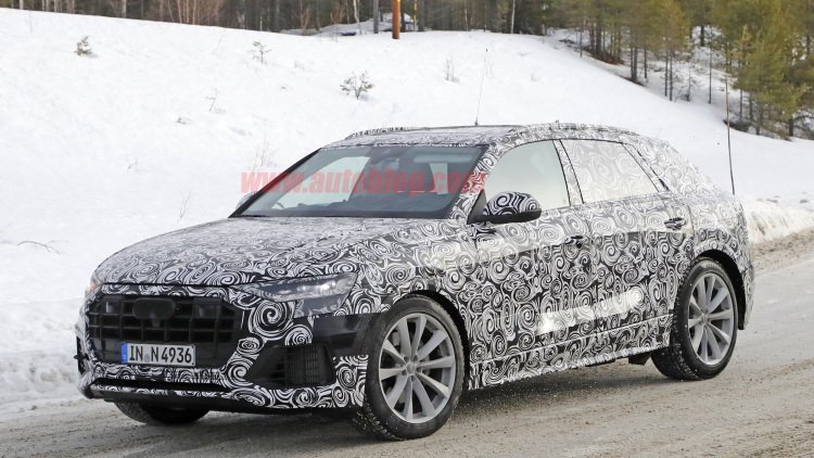 Upcoming Audi Q8 coupe-like crossover spied in the snow