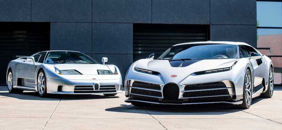 Bugatti Centodieci Looks Sensational In Silver Next To EB110 SS