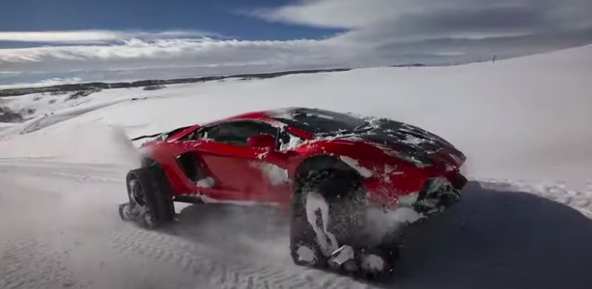 Lamborghini Aventador On Snow Tracks Blitzes Winter’s Wonderland