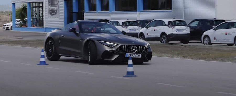 Watch Mercedes-AMG SL 63 Hit Some Cones In The Moose Test