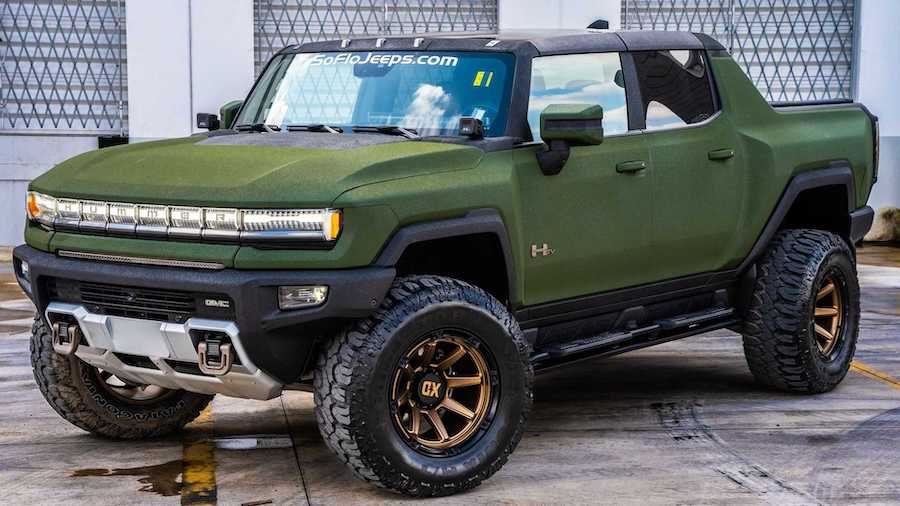 GMC Hummer EV Gets Green Kevlar Makeover From SoFlo Customs